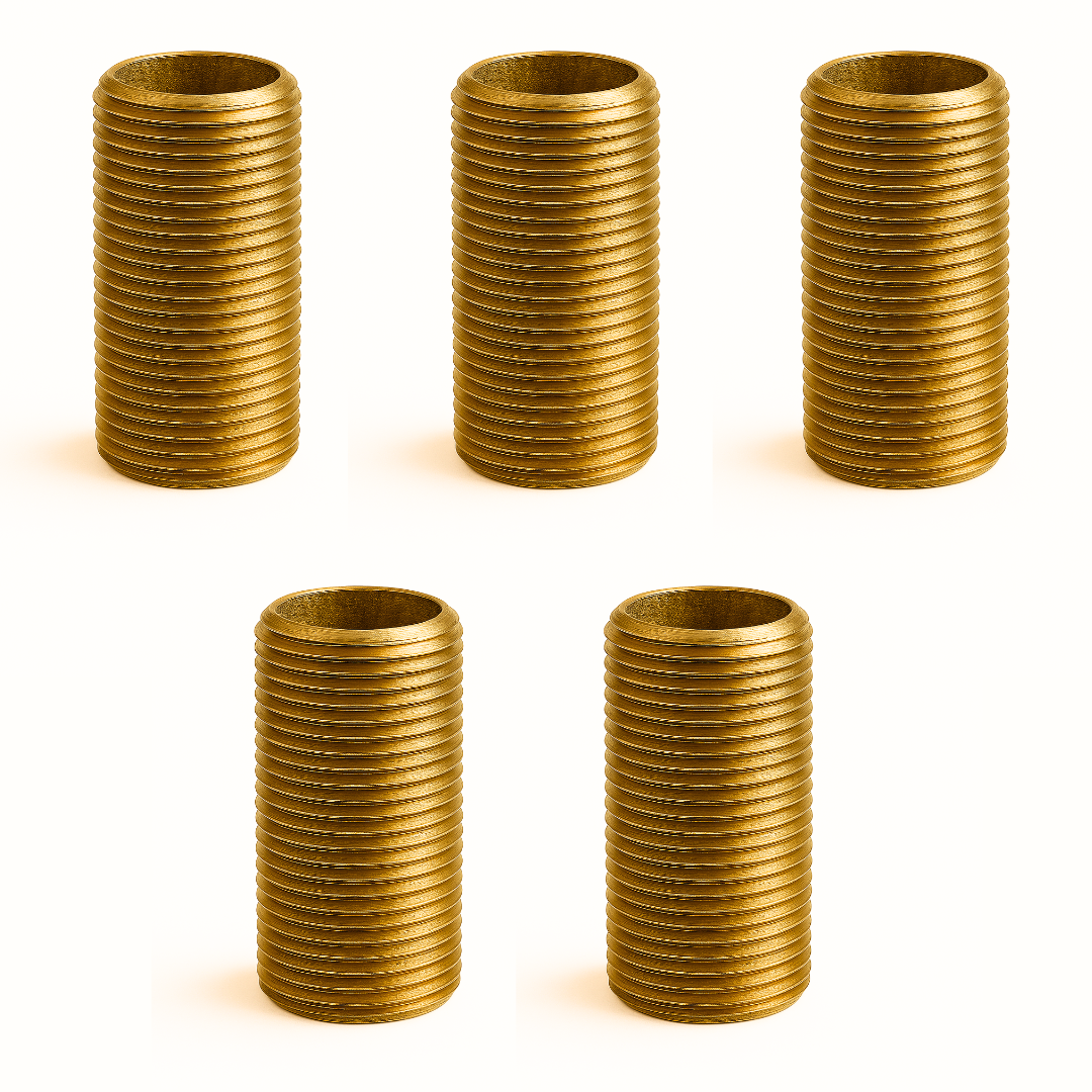 KIT 5 NIPLES LISO CORRIDO LATÃO AMARELO  ...