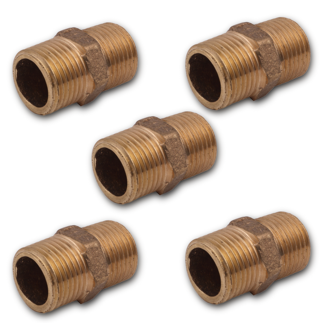 KIT 5 NiplSe  Em Latao Amarelo Rosca Ext ...